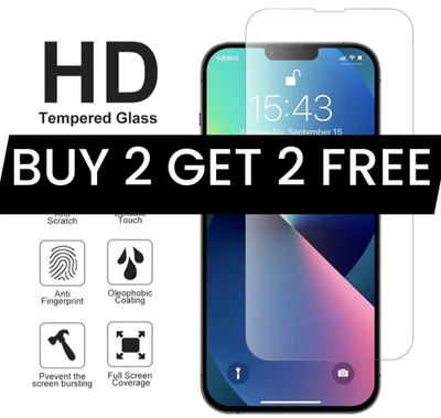 iPhone Tempered Glass Screen Protector 17 Air 16 15 14 13 11 Pro Max Mini X XR