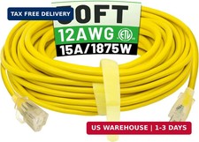 POWGRN 50 ft 12/3 Outdoor Extension Cord Waterproof Heavy Duty with Lighted Indi