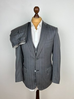 BRIONI ''Brunico'' Striped Gray 100% Wool 3-Piece Slim Fit Suit 38US48IT