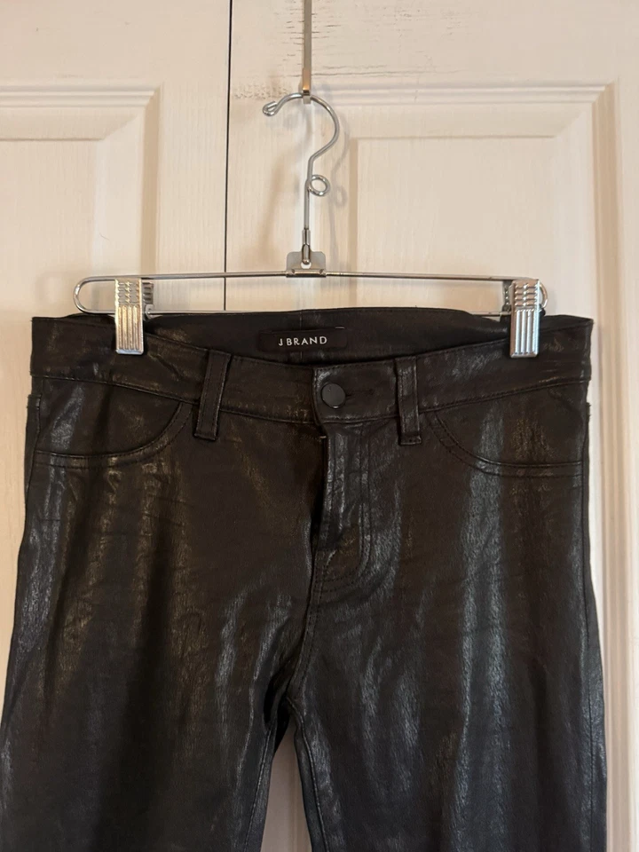 Leggings de cuero de cordero "súper ajustados" marca J negro talla 26 Foto 2 de 4