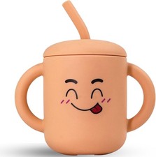 Silicone Sippy Cup Baby Training Cup Straw Leak Proof 6 Months