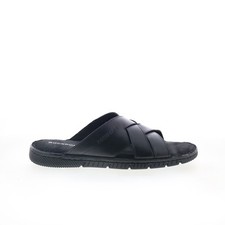 Rockport Jaya Mens Black Wide Leather Slip On Slides Sandals Shoes