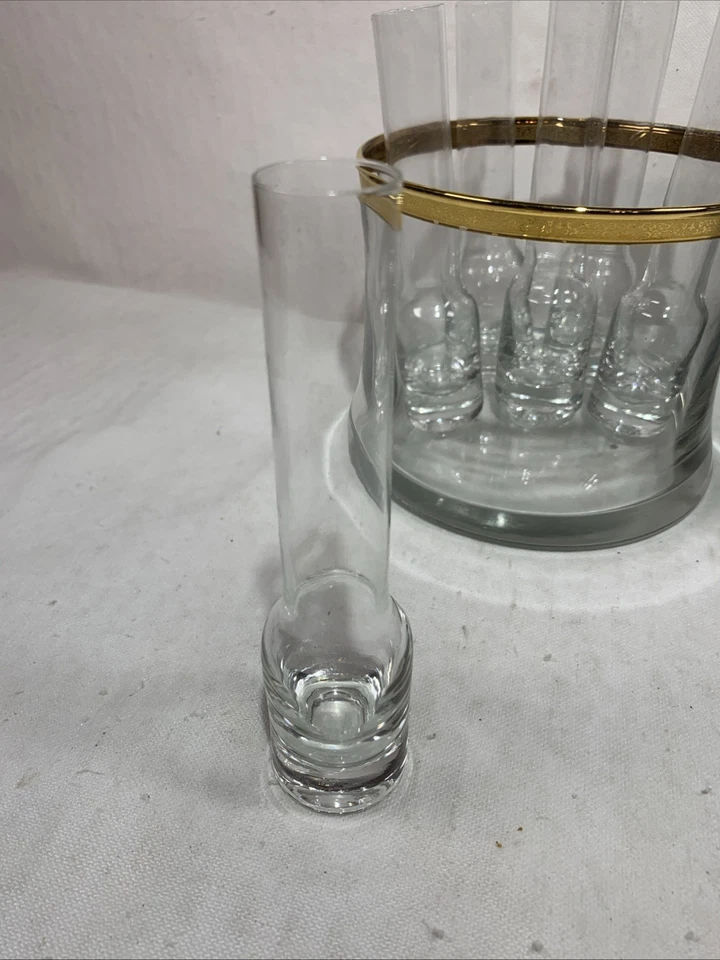 Nuevo IMPERIAL Juego de Enfriadores de Vodka de Cristal Soplado a Mano de 7 Piezas con Borde Dorado de 24Kts Foto 4 de 4