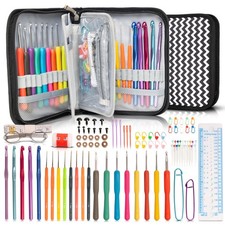 Crochet Hooks Kit with Case, 95-Piece, Ergonomic Crochet Needles Weave Yarn K...