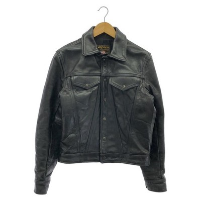 Vanson DJCB 3rd Type Leather Trucker Jacket Black Size 38 Made in USA