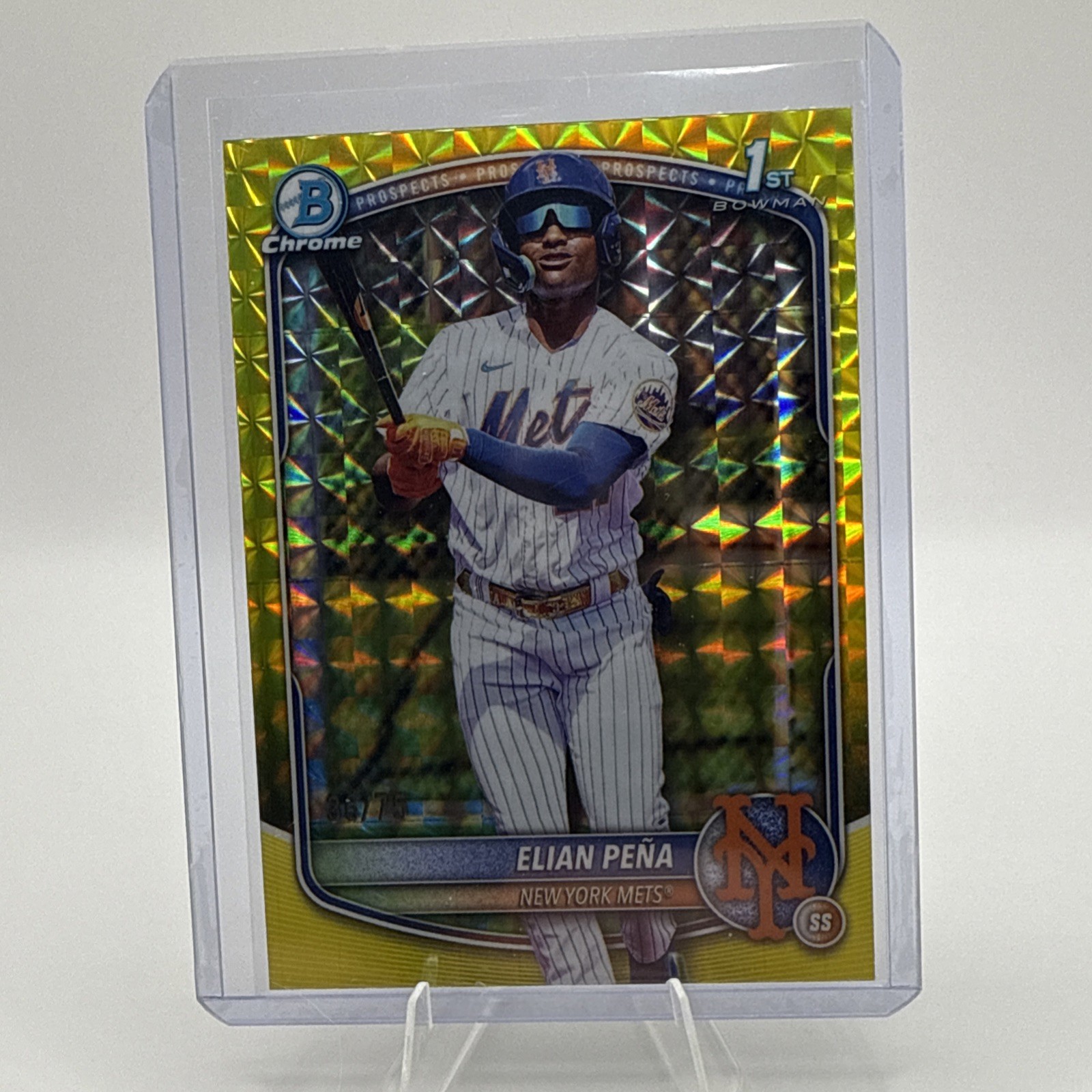 Elian Pena 2025 Bowman Chrome #BCP-155 Yellow Geometric /75