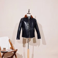 Full-Grain Tea-Core Horsehide Classic N1 Genuine Wool Collar Leather Jacket
