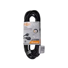 15 Ft. 16/3 Indoor/Outdoor Extension Cord, Black