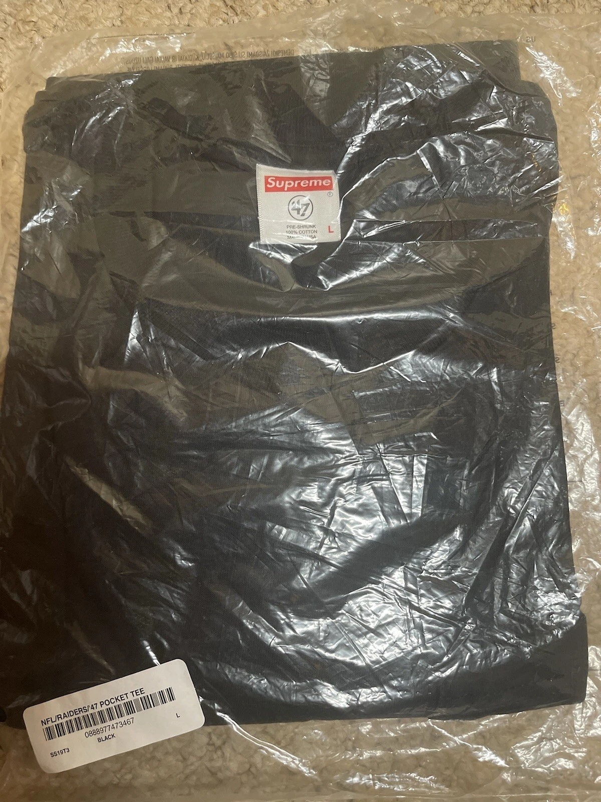 T shirt noir Supreme NFL Raiders Pocket Large