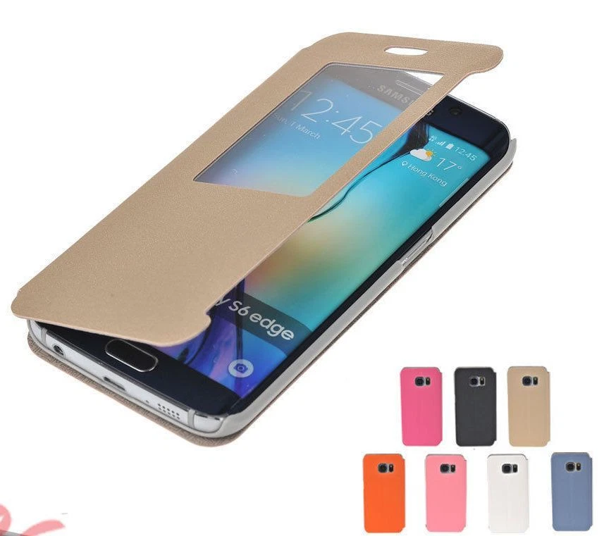 Flip Folio Cover S View Faux Leather Case for Samsung Galaxy S6 Edge - Image 2 of 4