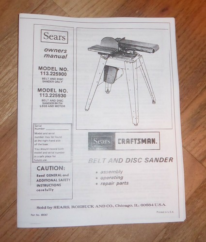 SEARS CRAFTSMAN BELT AND DISC SANDER 