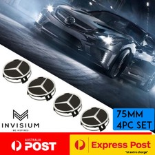 4x 75mm BLACK Wheel Centre HUB CAPS Badge for Mercedes Benz AMG C E S C63 CLA