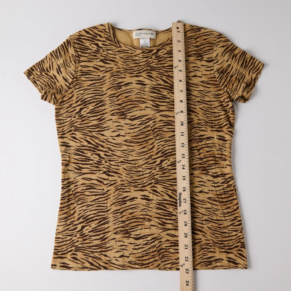Jones New York Sport T-Shirt Women’s M Tiger Animal Print 100% Cotton Safari Y2K - Image 4 of 4