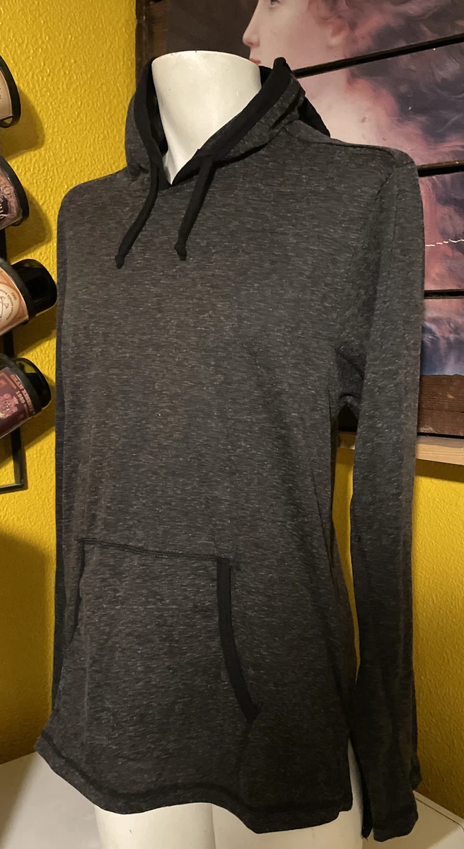 Straight Faded Pullover Hoodie With Pockets Size Large Gray Long Sleeve