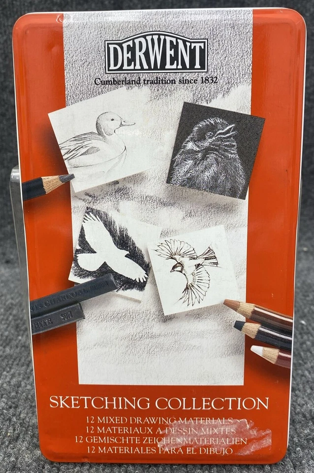 Lápices Derwent Sketching Collection 12 Nº 34305, carbón y grafito meta lata Foto 4 de 4