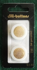 2 Dill-Buttons of America #238 24K Gold Plated 7/8" (23mm) Gold w/ White Rim New