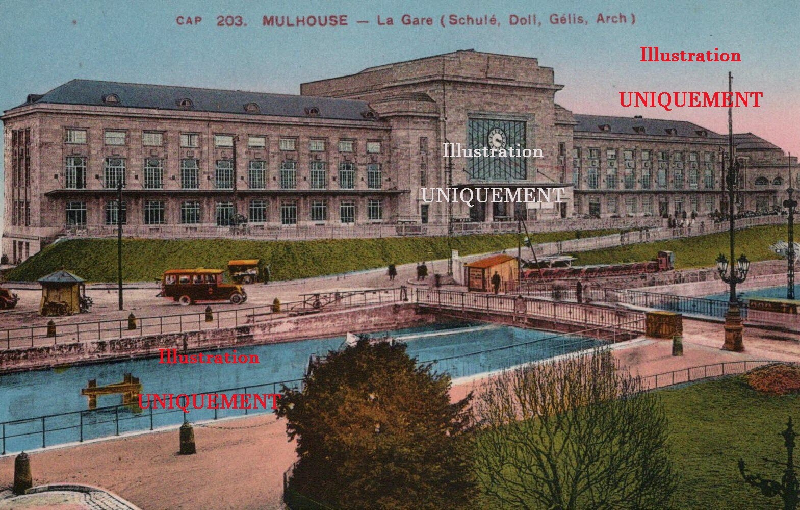 Plaque verre photo ancienne positif noir & blanc 13x18 cm Mulhouse gare