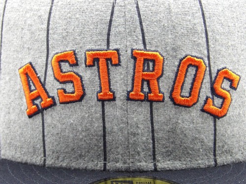 New Era 59Fifty MLB Houston Astros Grey Heather Pinstripe Fitted 7 3/8 - Picture 2 of 5