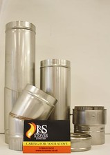 Solid Stainless Steel Flue Pipe for Wood & Multifuel Stoves UK Made - All Sizes 