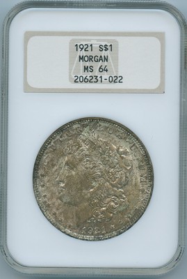 1921モルガンダラー銀貨　NGC MS64 Certified Morgan Silver Dollar 1921-D MS64 NGC - Golden Eagle Coins