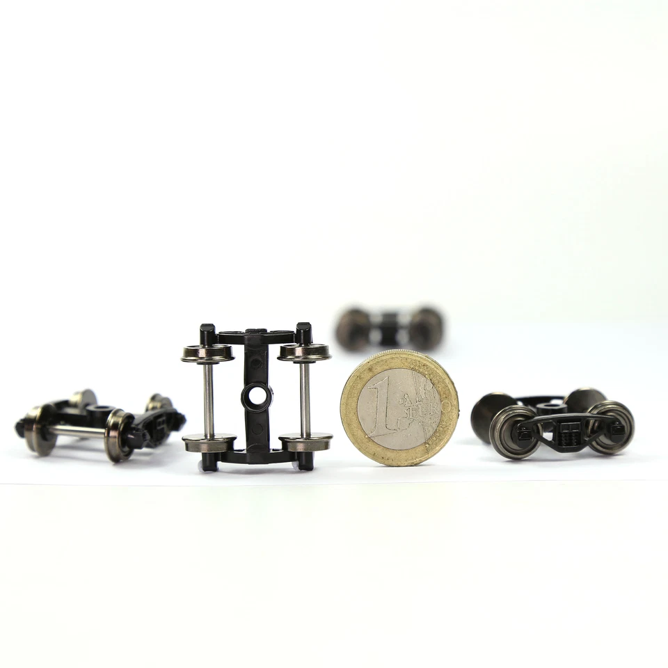 4pcs HO Scale 1:87 Roller Bearing Truck 33" Metal DC Wheels 2-Springs Bogies - Image 2 of 4