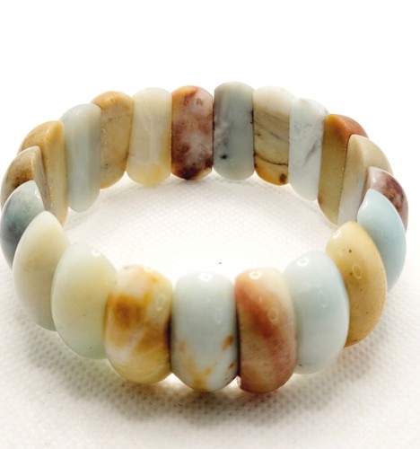 Vintage Large Chunky Bangle Amazonite Stretch Bracelet 2.5" Dia 76.24 grams - Picture 7 of 7