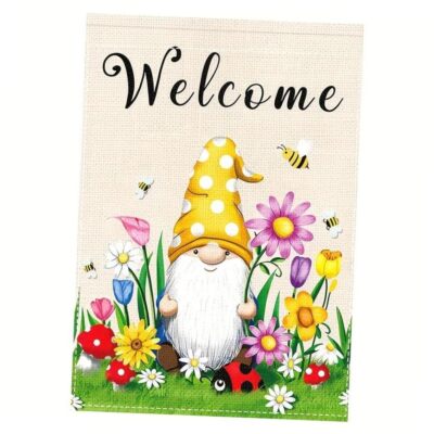 Spring Welcome Gnome Garden Flag 12 x 18 inch Double Sided Outside #4