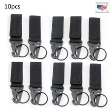 10pcs Black Molle Tactical Carabiner Backpack Belt Hook Quickdraw EDC Nylon Clip