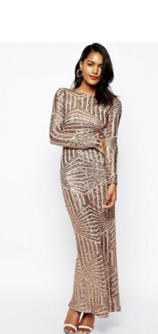 gold dress river island Long Gold Ibiza Dress (with Gold foil) main image 1