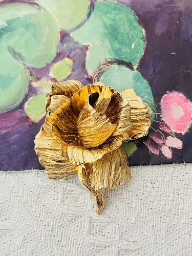 Christian Dior 1964 Vintage große 3D Blossom Rose Flourish Flower Brosche, Gold - Bild 2 von 13