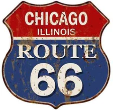 CHICAGO, ILLINOIS Route 66 Shield Metal Sign Man Cave Garage 211110013257