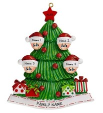 PERSONALIZED Christmas Tree Family - Family of 4 Christmas Ornament Keepsake