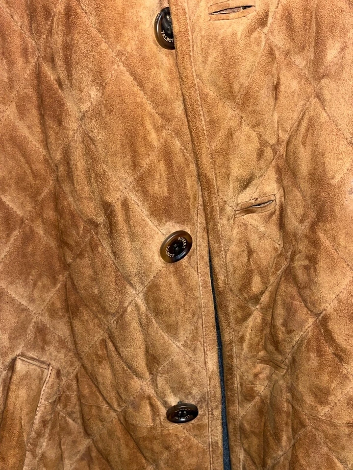 Robert Talbott 男式真皮麂皮绒绗缝外套干邑色 L 码 — 第 4/4 张图片
