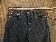 Michael Kors Women's Leopard Print Straight Skinny Jeans Black Size 4