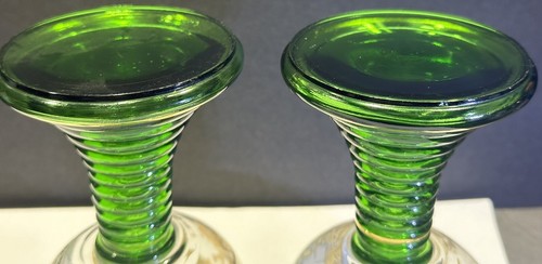 2 deutsche Weingläser - Goldrand mit geripptem grünem Stiel 5" Ramsfein Pfalz Vintage - Bild 9 von 15