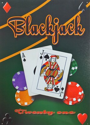 Blechschild Poker BLACK JACK - 44 x 32 cm