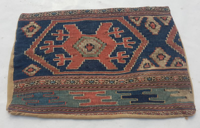 Vintage Traditioneller Handgefertigter Türkischer Kelim Teppich für Wohndeko 57x40 cm