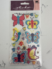 Sticko Autocollant Spring Butterfly 22 PC Flowers Multi Color Scrapbooking Craft