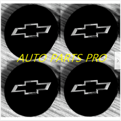 Set Of 4 Black & Silver Wheel Center Caps For Chevy Camaro, Colorado, Traverse
