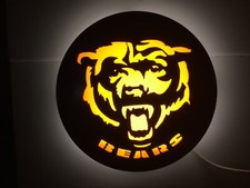 Chicago Bears 15x15 Round Light up Plastic Silhouette Blue/Orange Wall Light