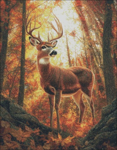 Forest Deer 3 - DIY Chart Counted Cross Stitch Patterns Needlework DMC Color - Picture 2 of 2