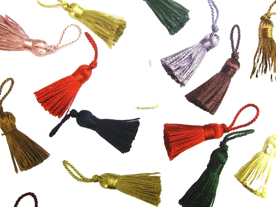 10 Mini craft tassels Small 3.5cm + 2cm loop long decorative Key cushion tassel