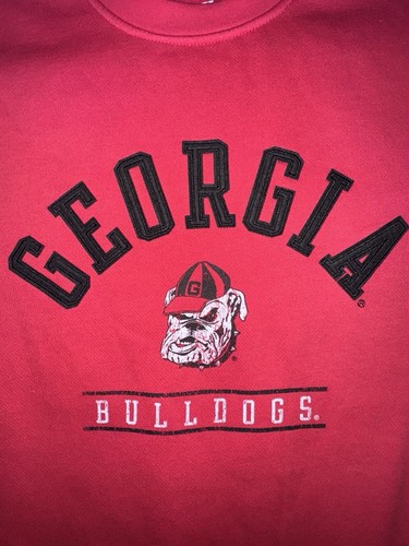 Champion Auténtica Ropa Atlética Forrada de Vellón Sudadera M SM Rojo Ga Bulldogs Nueva con Etiquetas - Imagen 3 de 12