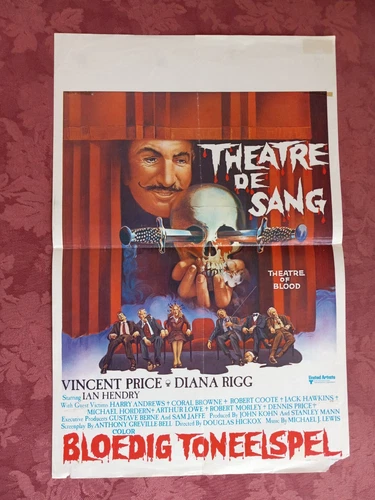 THEATER OF BLOOD (1973) - Original Belgian Poster - Vincent Price and Diana Rigg