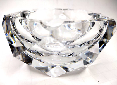 Vintage Val Saint Lambert Hexagonal Heavy Lead Crystal Ashtray 2Lb 5'' x 2.5''