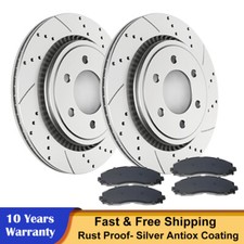 Rear Drilled Brake Rotors Discs Brakes Ceramic Pads Kit for 2015-2017 Ford F-150