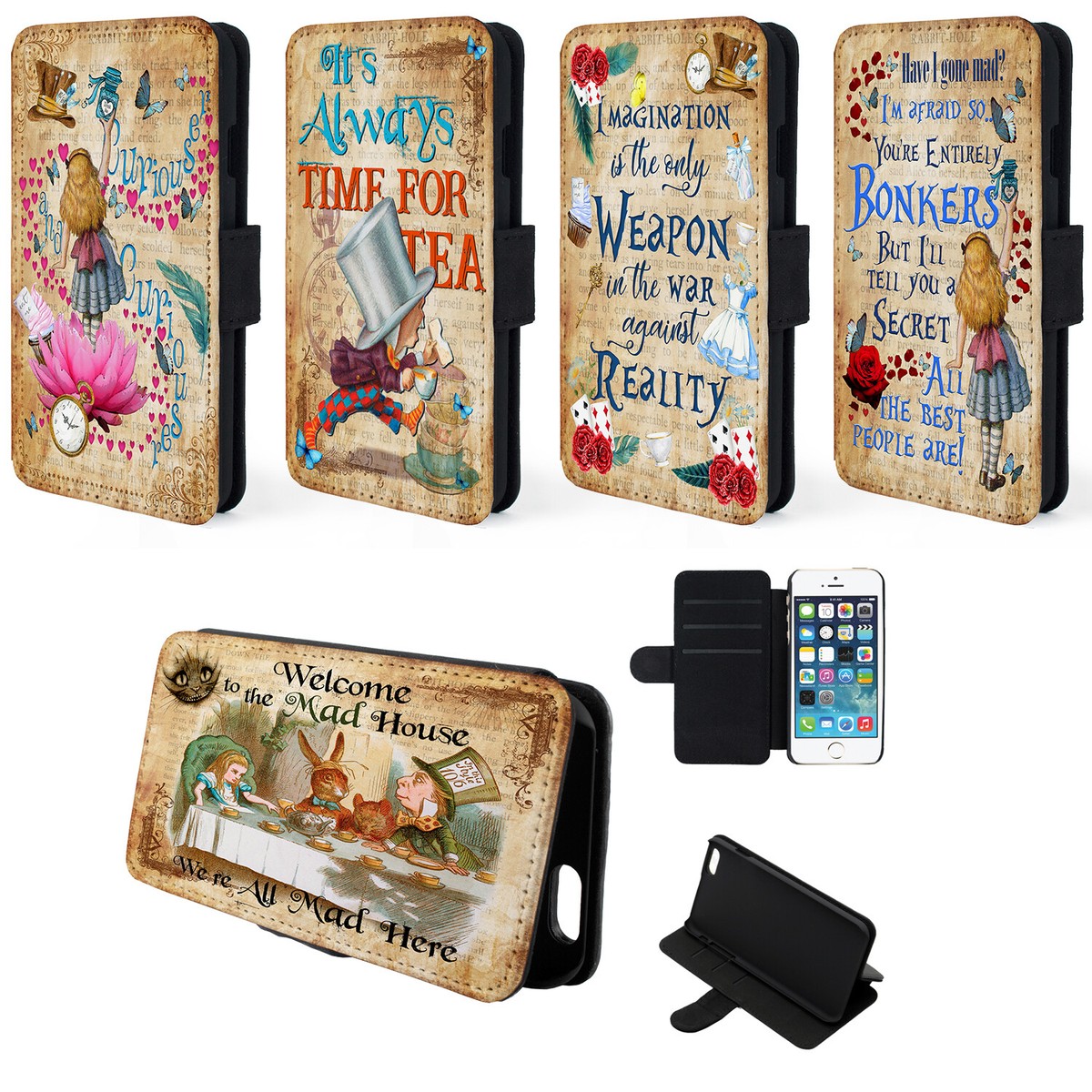 Alice iPhone Case Wonderland Flip Phone Cover Bonkers Mad Hatter Birthday  Gift | eBay