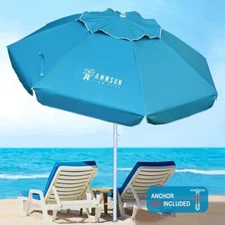 AMMSUN 6.5 ft Heavy Duty Beach Umbrella for Sand w/ tilt Air Vent Sun Shelter