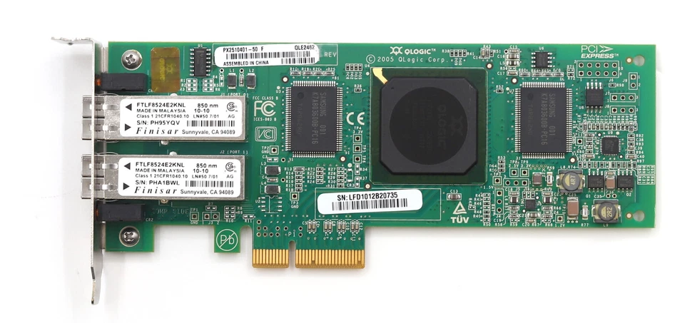 Adaptador de bus host QLogic QLE2462 doble puerto 4 GbE PCIe FC P/N: PX2510401-50 probado Foto 2 de 4