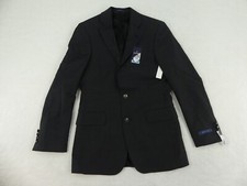 Stafford Blazer Mens 36 Reg Classic Fit Charcoal Grey Hopsack Wool Blend Stretch